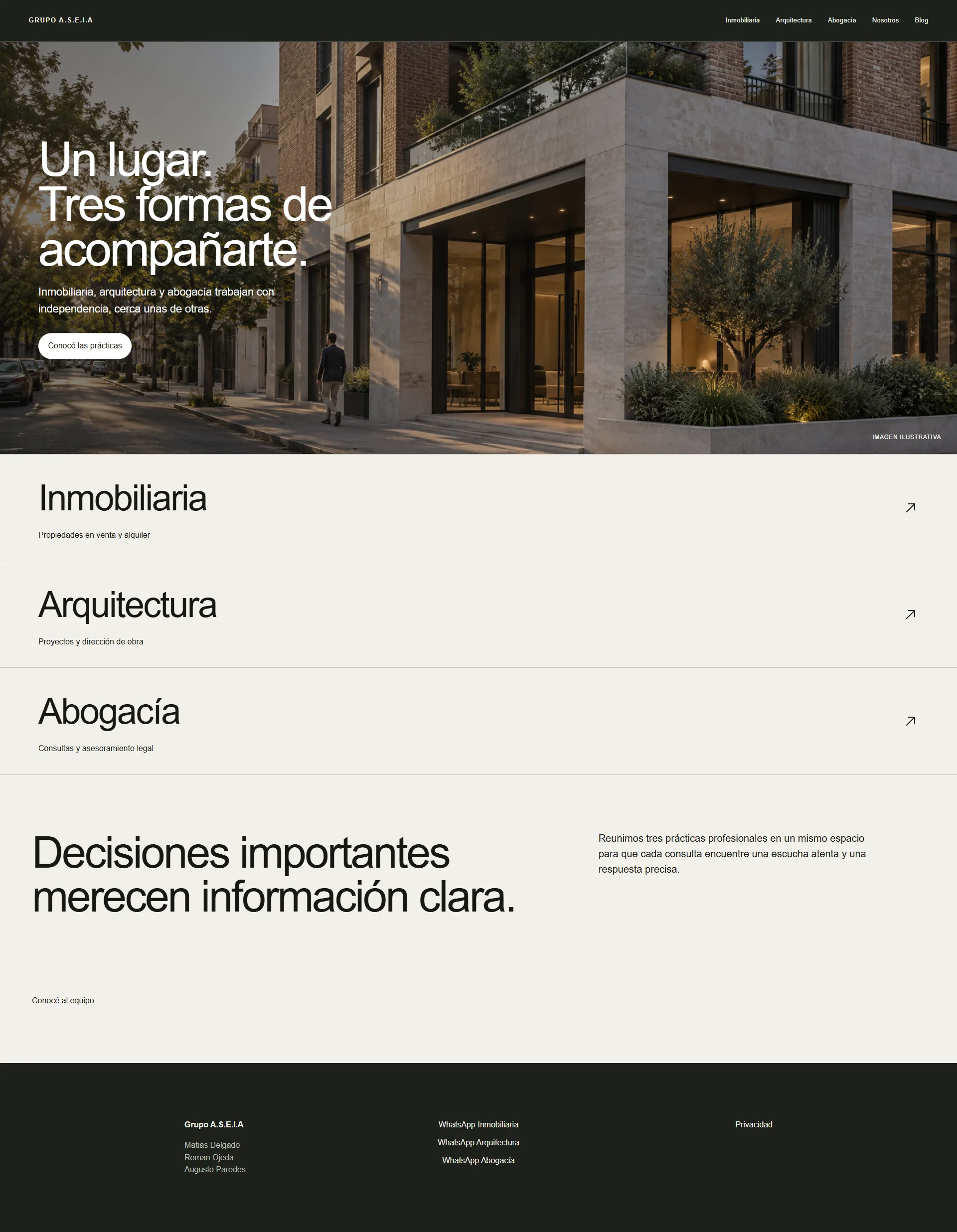 Vista previa de la landing page de Grupo A.S.E.I.A