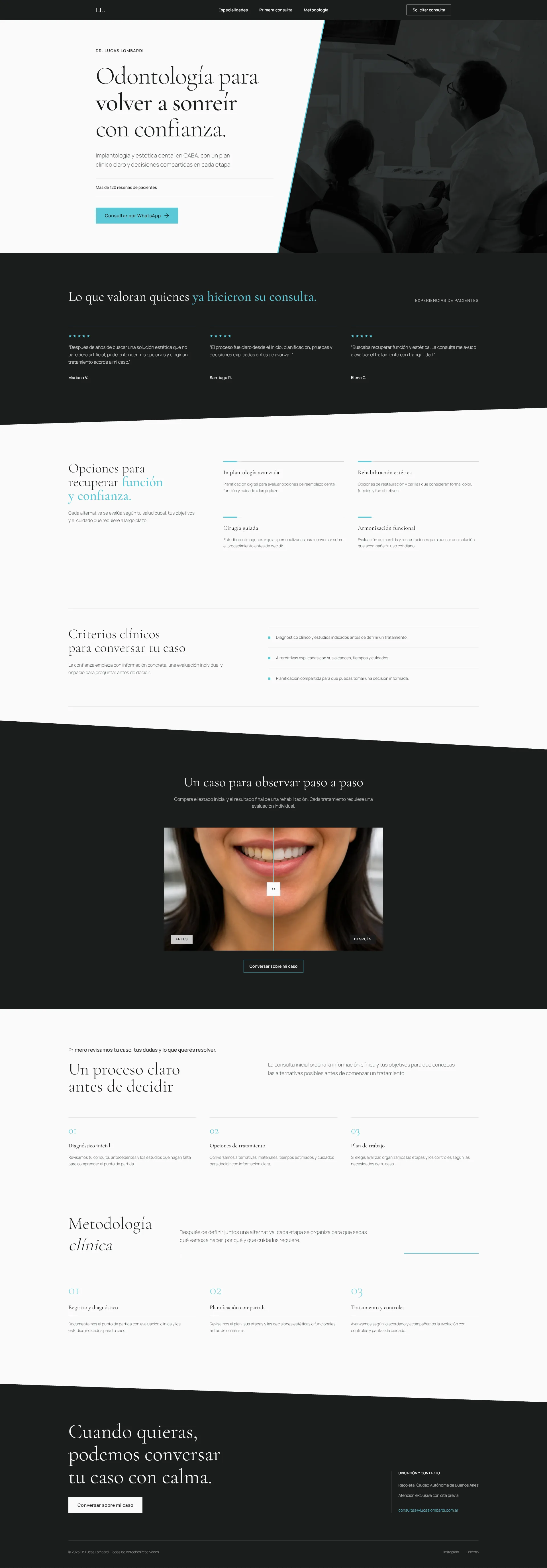 Vista previa de la landing page de Dr. Lucas Lombardi